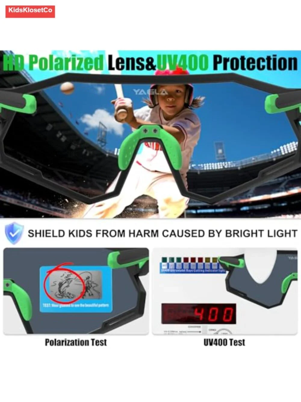 Youth Sports Sunglasses UV400 Polarized TR90 Frame Baseball Cycling